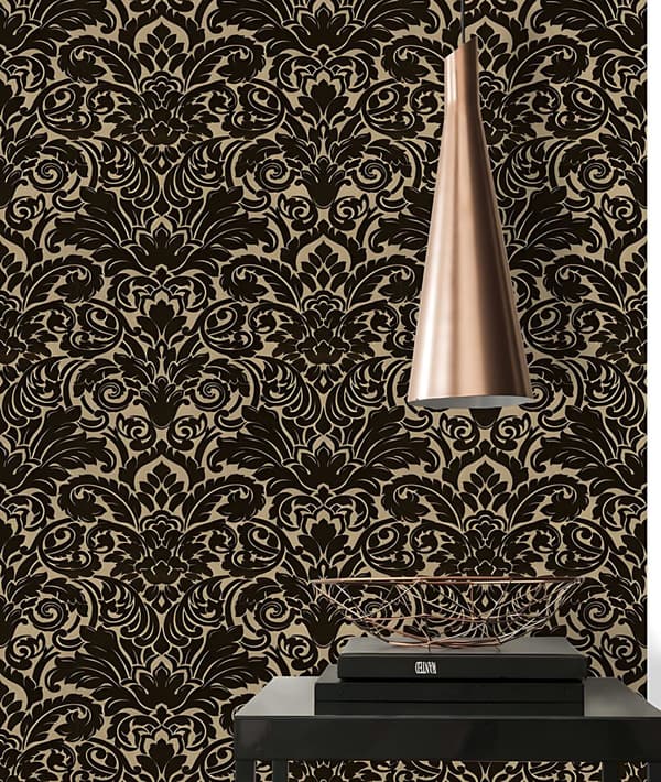 Non woven-tapet ornament Profhome 335834-GU lätt texturerad matt färg svart 5,23 m2