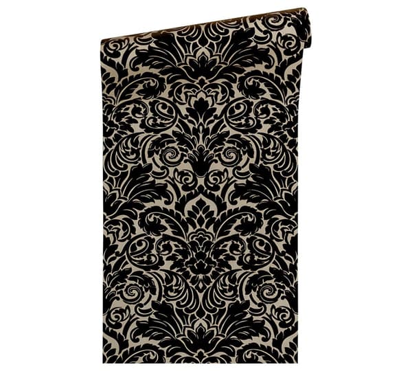 Non woven-tapet ornament Profhome 335834-GU lätt texturerad matt färg svart 5,23 m2