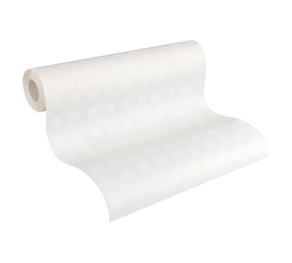 Övermålningsbar tapet geometrisk Profhome 338310-GU texturerad matt färg vit 5,33 m2