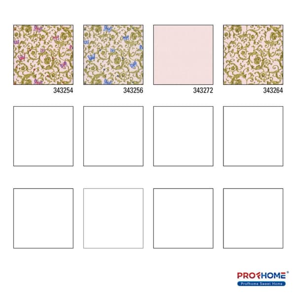 Non woven-tapet Blommig Profhome 343254-GU lätt texturerad glittrande mönster matt bakgrund färg rosa grön guld 7,04 m2