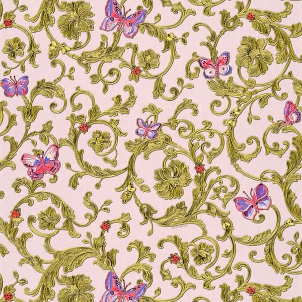 Non woven-tapet Blommig Profhome 343254-GU lätt texturerad glittrande mönster matt bakgrund färg rosa grön guld 7,04 m2