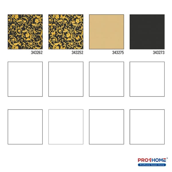 Non woven-tapet Blommig Profhome 343262-GU lätt texturerad glittrande mönster matt bakgrund färg guld svart gul 7,04 m2