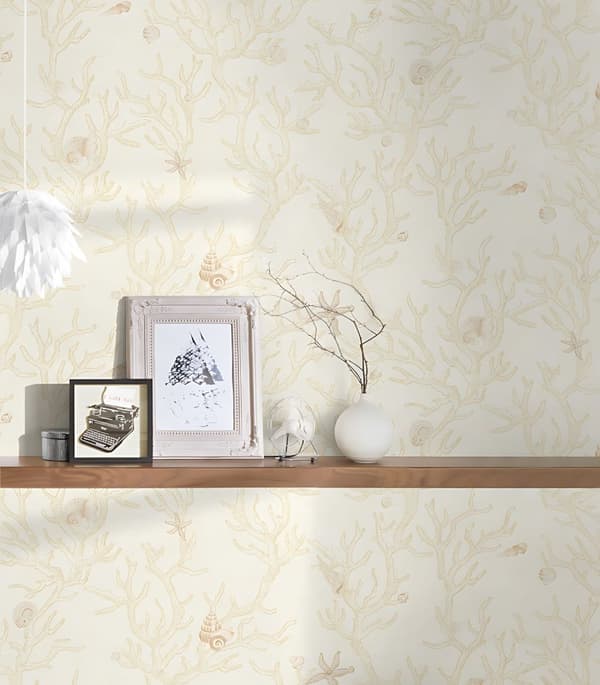 Non woven-tapet natur Profhome 344961-GU lätt texturerad glansigt mönster matt bakgrund färg beige guld grädde 7,04 m2