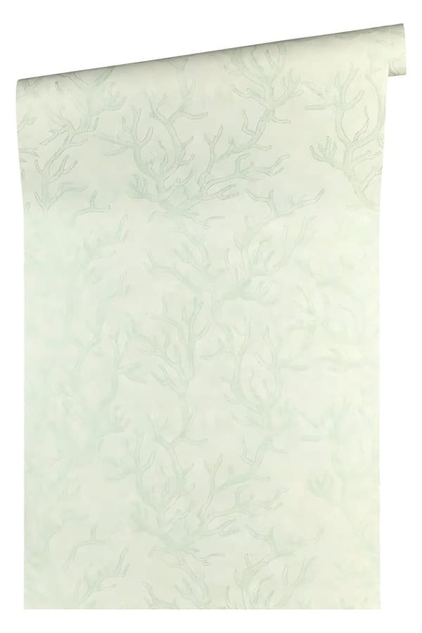 Non woven-tapet natur Profhome 344973-GU lätt texturerad glansigt mönster matt bakgrund färg grön silver 7,04 m2