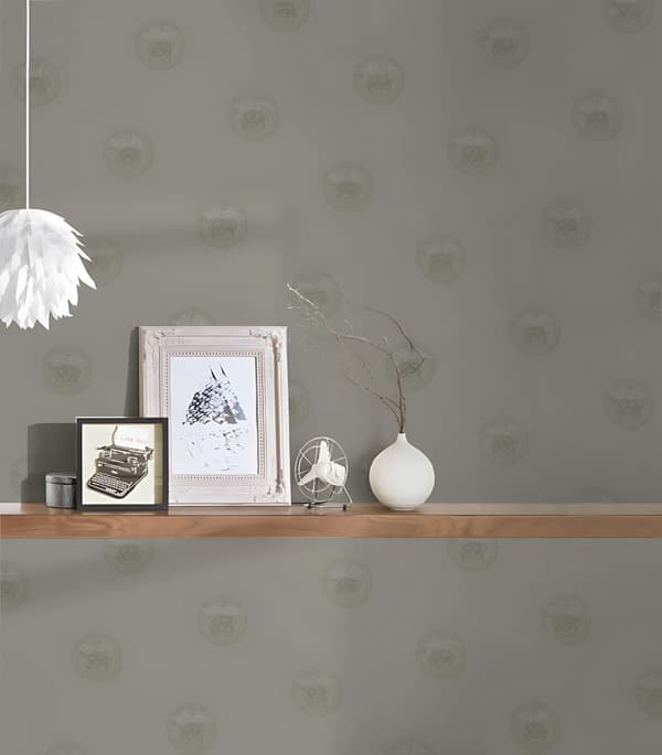 Non woven-tapet ornament Profhome 348623-GU lätt texturerad glansigt mönster matt bakgrund färg grå 7,04 m2