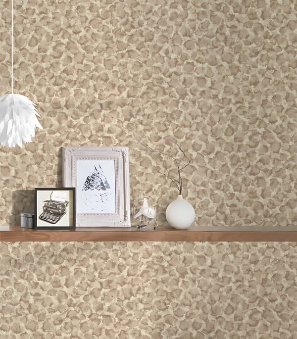 Non woven-tapet leopardfläckar Profhome 349021-GU slät matt färg beige vit 7,04 m2