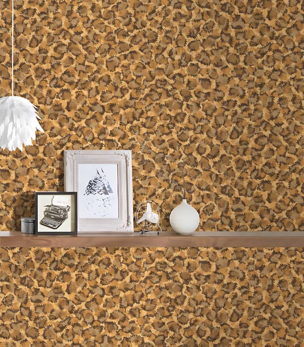 Non woven-tapet leopardfläckar Profhome 349023-GU slät matt färg brun orange brons 7,04 m2