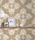 Miniatyrbild 5 av 6: Non woven-tapet ornament Profhome 349041-GU lätt texturerad glansigt mönster matt bakgrund färg beige vit grädde 7,04 m2