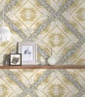Miniatyrbild 5 av 6: Non woven-tapet ornament Profhome 349042-GU lätt texturerad glansigt mönster matt bakgrund färg grå guld grädde 7,04 m2