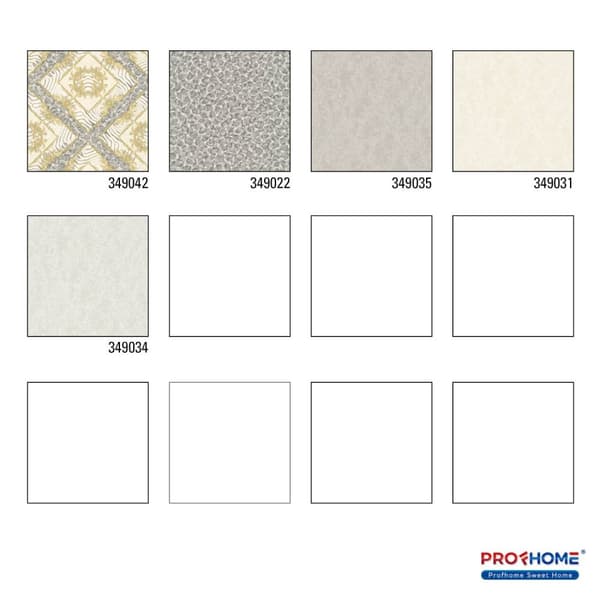 Non woven-tapet ornament Profhome 349042-GU lätt texturerad glansigt mönster matt bakgrund färg grå guld grädde 7,04 m2