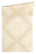 Miniatyrbild 2 av 6: Non woven-tapet ornament Profhome 349044-GU lätt texturerad glansigt mönster matt bakgrund färg beige grädde guld 7,04 m2