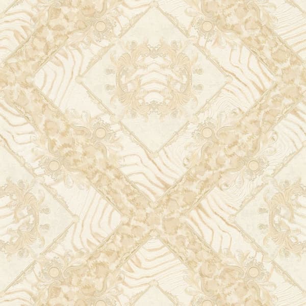 Non woven-tapet ornament Profhome 349044-GU lätt texturerad glansigt mönster matt bakgrund färg beige grädde guld 7,04 m2