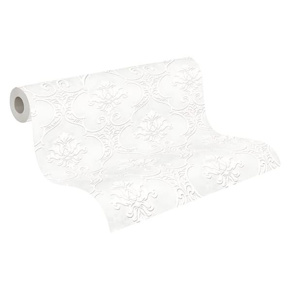 Strukturet miljøvæv ornament Profhome 354771-gu tekstureret mat färg hvid 26,5 m2