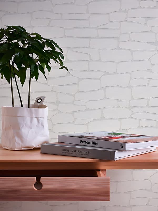 Övermålningsbar tapet natur Profhome 355416-GU texturerad matt färg vit 5,33 m2