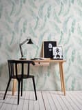 Miniatyrbild 5 av 7: Non woven-tapet fjädermönster Profhome 358964-GU lätt texturerad matt färg grön blå grå 5,33 m2