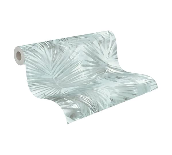 Non woven-tapet palmer Profhome 363853-GU texturerad matt färg blå grön 5,33 m2