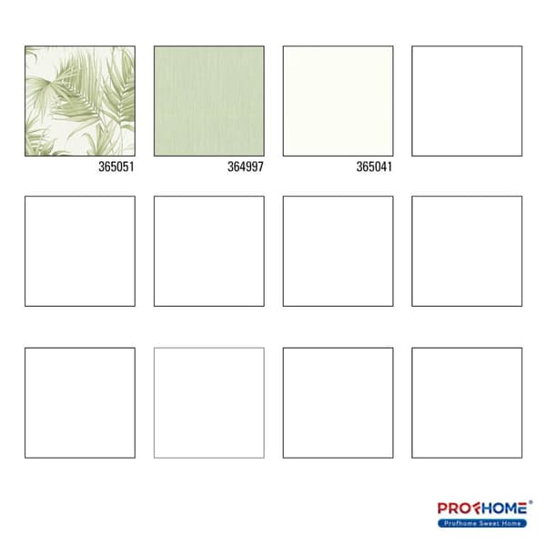Non woven-tapet palmer Profhome 365051-GU lätt texturerad matt färg grön grädde vit 5,33 m2