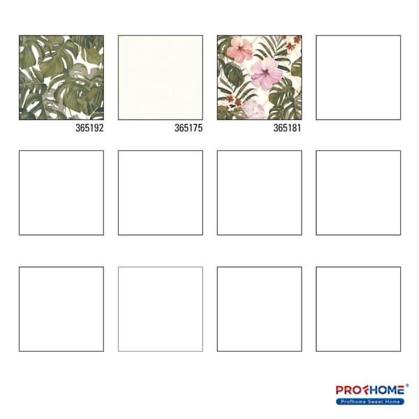 Non woven-tapet blomster Profhome 365192-GU slät matt färg grön vit grå 5,33 m2