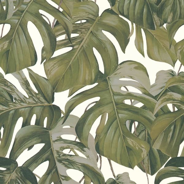 Non woven-tapet blomster Profhome 365192-GU slät matt färg grön vit grå 5,33 m2