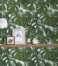 Miniatyrbild 6 av 7: Non woven-tapet blomster Profhome 365193-GU slät matt färg grön blå 5,33 m2