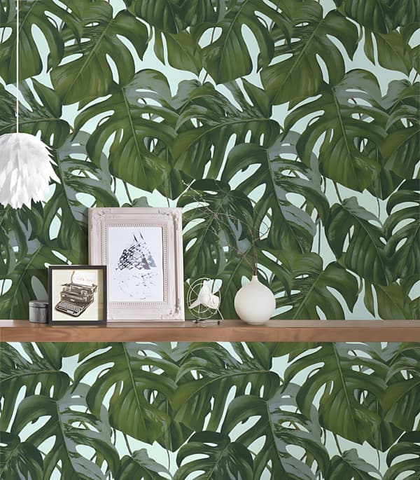 Non woven-tapet blomster Profhome 365193-GU slät matt färg grön blå 5,33 m2