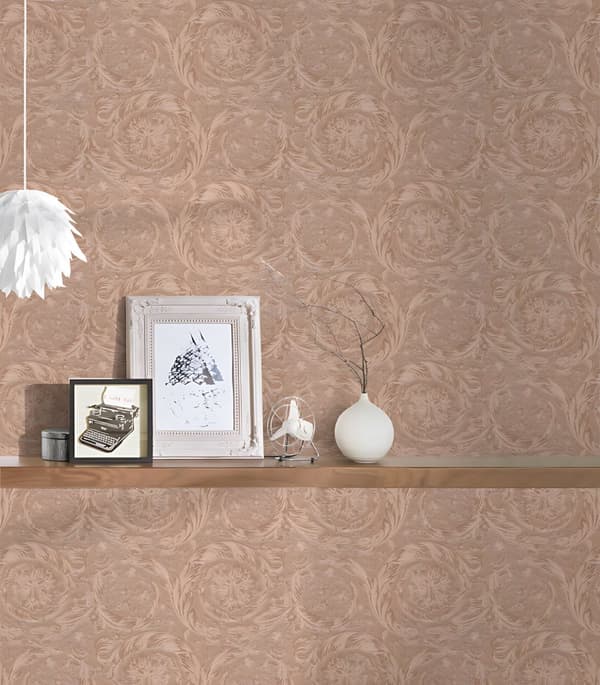 Non woven-tapet barock Profhome 366922-GU texturerad glansigt färg koppar 7,04 m2
