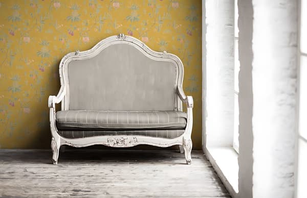 Non woven-tapet blomster Profhome 367194-GU lätt texturerad matt färg gul grön 5,33 m2