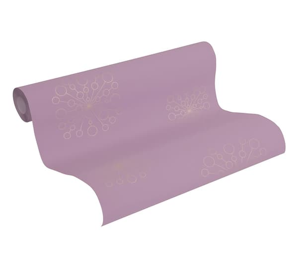 Ikke-vævet tapet geometriske Profhome 367842-gu lidt tekstureret blank mønster mat baggrund färg violet guld 5,33 m2