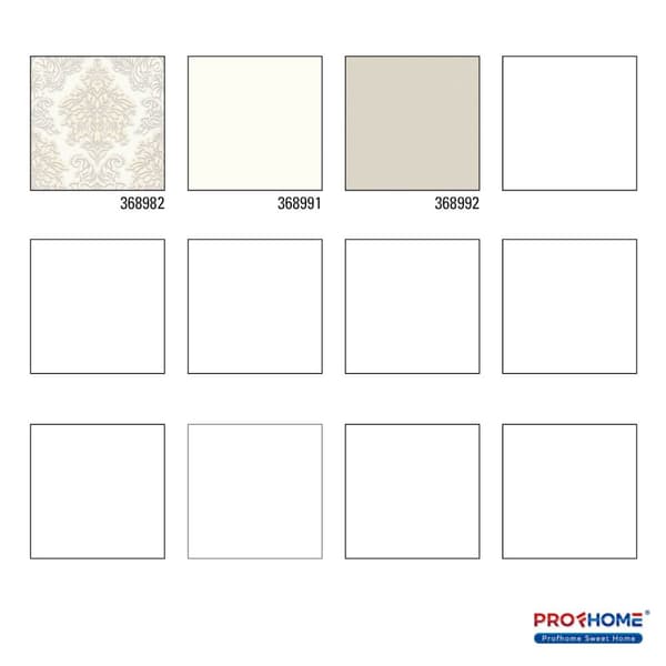 Non woven-tapet ornament Profhome 368982-GU lätt texturerad glittrande mönster matt bakgrund färg vit silver beige 5,33 m2
