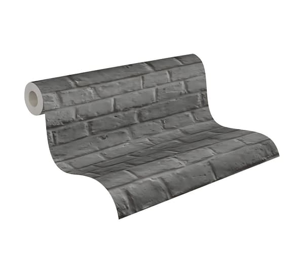 Non woven-tapet sten utseende Profhome 369121-GU lätt texturerad matt färg grå svart 5,33 m2