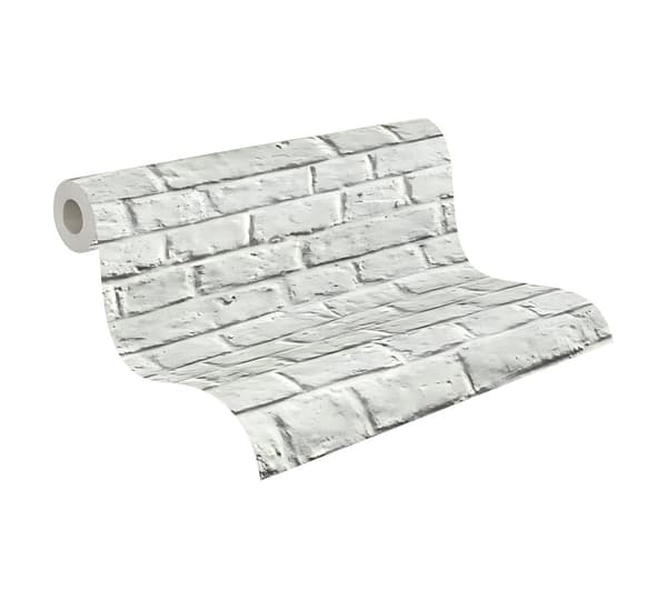 Non woven-tapet sten utseende Profhome 369122-GU lätt texturerad matt färg grå vit 5,33 m2