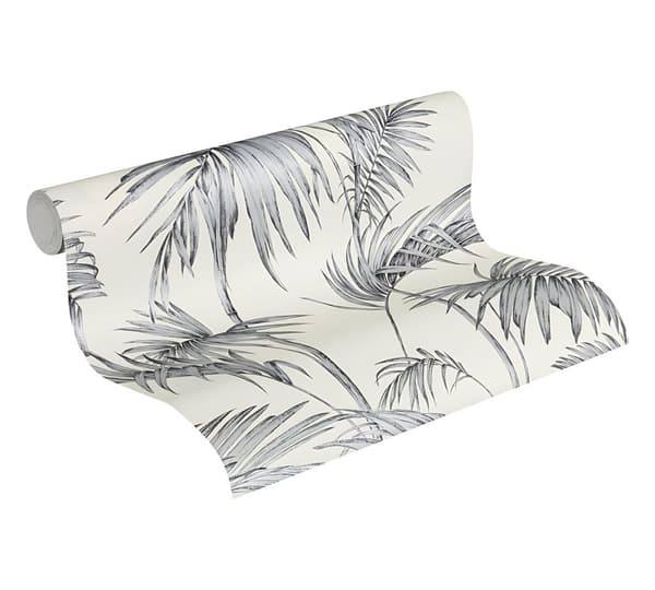 Non woven-tapet palmer Profhome 369192-GU lätt texturerad glansigt mönster matt bakgrund färg grå silver vit 5,33 m2