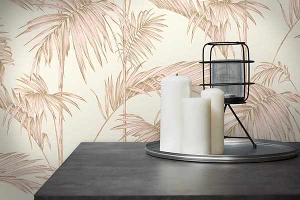 Non woven-tapet palmer Profhome 369193-GU lätt texturerad matt färg rosa beige grädde 5,33 m2