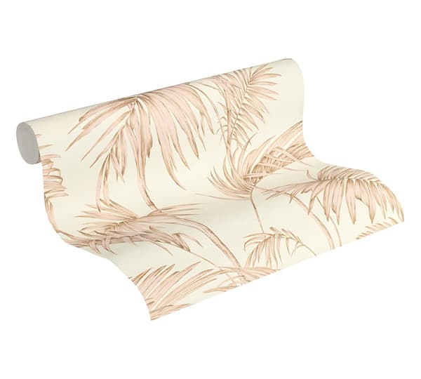 Non woven-tapet palmer Profhome 369193-GU lätt texturerad matt färg rosa beige grädde 5,33 m2