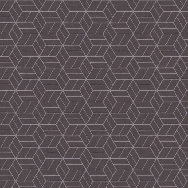 Non woven-tapet geometrisk Profhome 369201-GU lätt texturerad glittrande mönster matt bakgrund färg svart silver 5,33 m2