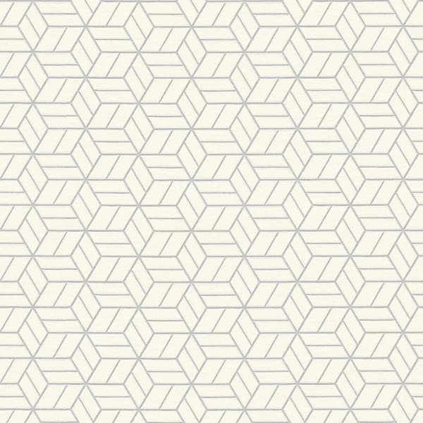 Non woven-tapet geometrisk Profhome 369203-GU lätt texturerad glittrande mönster matt bakgrund färg silver grå vit 5,33 m2