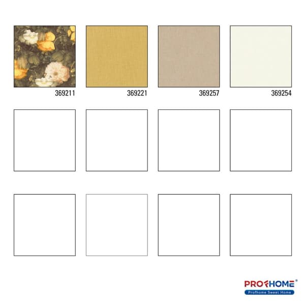Non woven-tapet blomster Profhome 369211-GU lätt texturerad matt färg grön gul grädde 5,33 m2