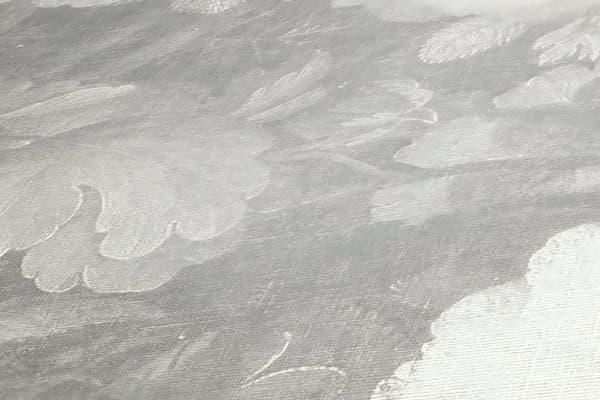Non woven-tapet blomster Profhome 369214-GU lätt texturerad matt färg grå vit 5,33 m2