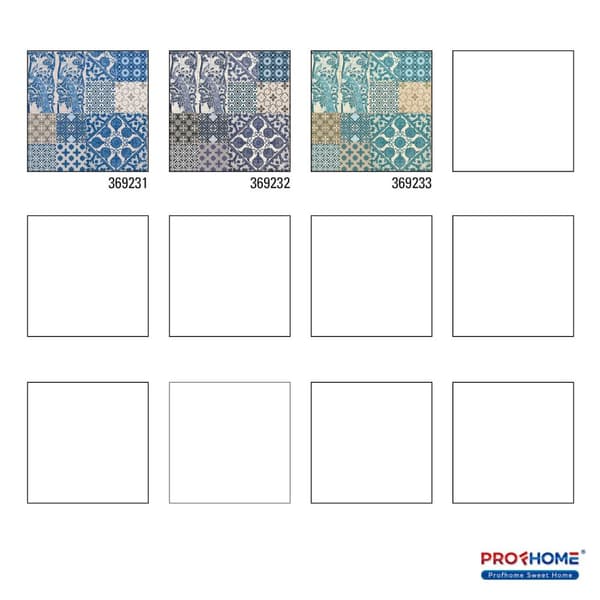 Non woven-tapet kakel mönster Profhome 369231-GU lätt texturerad matt färg blå grädde violett 5,33 m2
