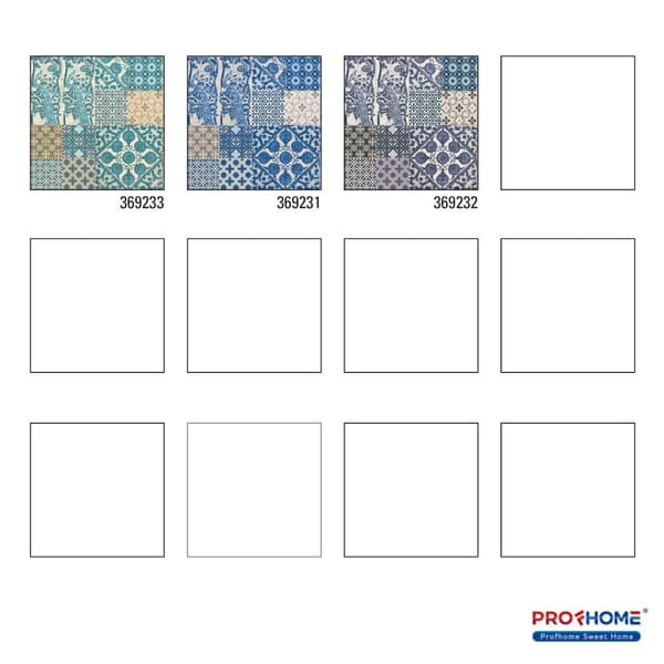 Non woven-tapet kakel mönster Profhome 369233-GU lätt texturerad matt färg blå grön brun 5,33 m2