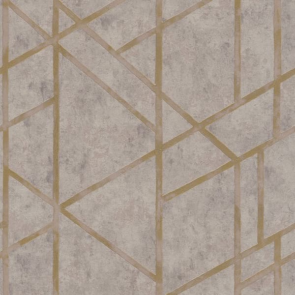 Non woven-tapet geometrisk Profhome 369283-GU lätt texturerad glansigt mönster matt bakgrund färg guld beige grå 5,33 m2
