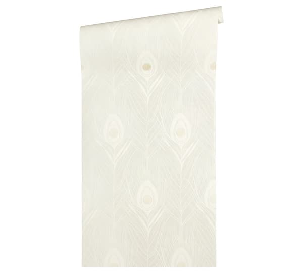 Non woven-tapet fjädermönster Profhome 369711-GU lätt texturerad matt färg beige guld grå 5,33 m2