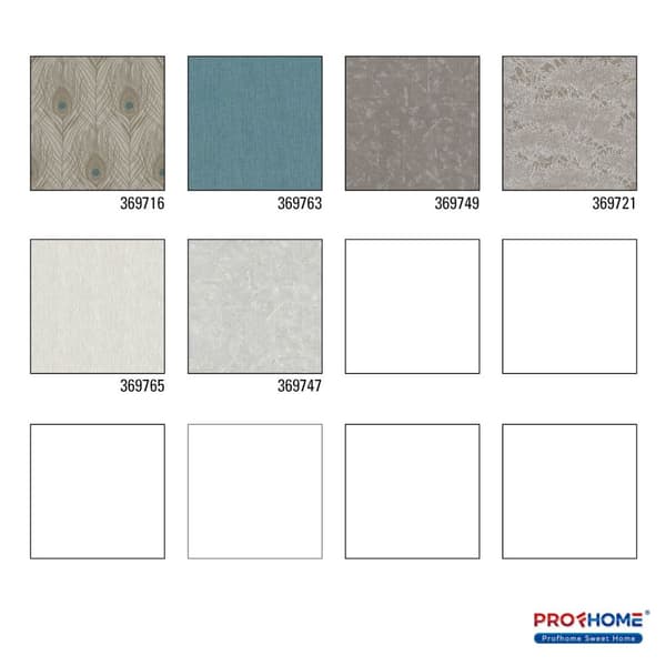 Non woven-tapet fjädermönster Profhome 369716-GU lätt texturerad matt färg brun grå blå 5,33 m2