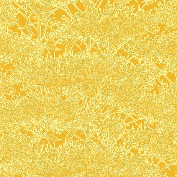 Non woven-tapet blomster Profhome 369723-GU lätt texturerad matt färg gul 5,33 m2