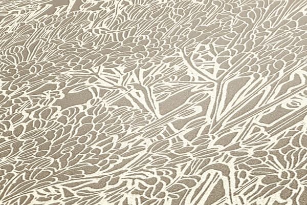 Non woven-tapet blomster Profhome 369724-GU lätt texturerad matt färg grå silver beige 5,33 m2