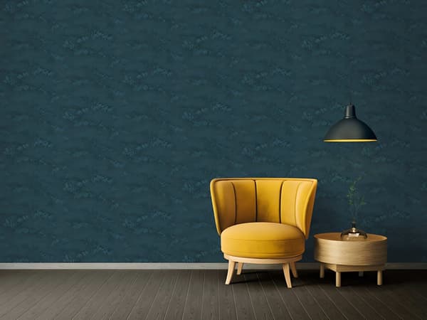 Non woven-tapet blomster Profhome 369726-GU lätt texturerad matt färg blå svart 5,33 m2