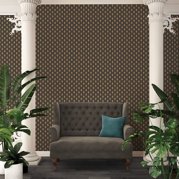 Non woven-tapet design Profhome 369735-GU lätt texturerad matt färg svart guld brun 5,33 m2