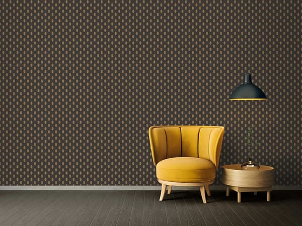 Non woven-tapet design Profhome 369735-GU lätt texturerad matt färg svart guld brun 5,33 m2