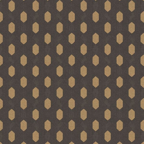 Non woven-tapet design Profhome 369735-GU lätt texturerad matt färg svart guld brun 5,33 m2