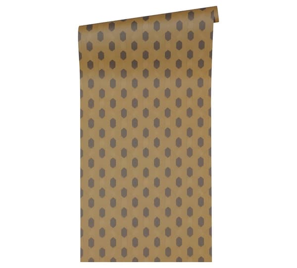 Non woven-tapet design Profhome 369736-GU lätt texturerad matt färg brun guld svart 5,33 m2